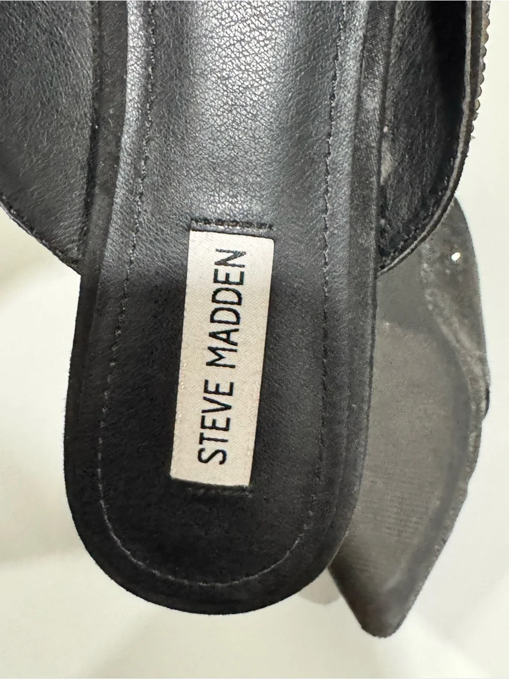Steve Madden Black Pointed Slip-On Mules with Subtle Sparkle 13M